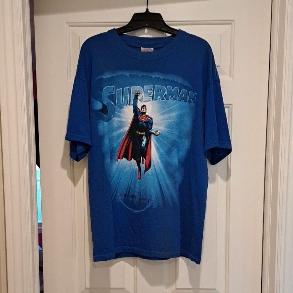 Vintage 90's Superman Warner Bros Big Graphic T Shirt Large 'Look, up in the Sky